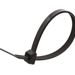 Rubber timing belt for industrial machinery, black flexible belt with teeth, used in mechanical power transmission, isolated on white background.