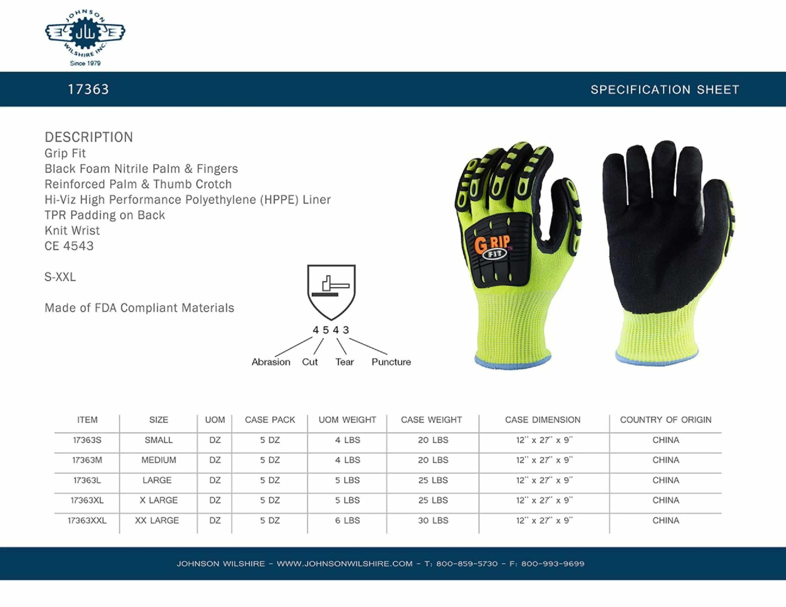 GRIP FIT MECHANICS CUT RESISTANT GLOVES