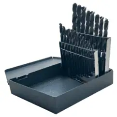 High-quality black drill bits set in a storage box, ideal for construction and DIY projects, showcasing precision and durability for industrial and home use.