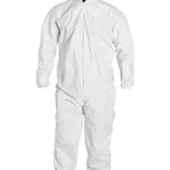 Coveralls safety protective clothing for industrial workers, made of durable non-woven fabric, ideal for hazardous environments and contamination control. Suitable for laboratories, healthcare, and manufacturing settings.