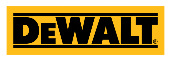 DeWALT logo on a yellow background, representing professional power tools, construction equipment, and industrial tools, emphasizing durability and trusted brand quality.