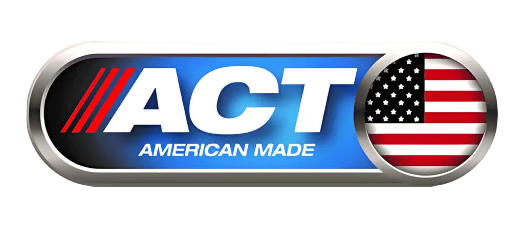ACT American Made logo with bold text and American flag design, representing quality and patriotism.