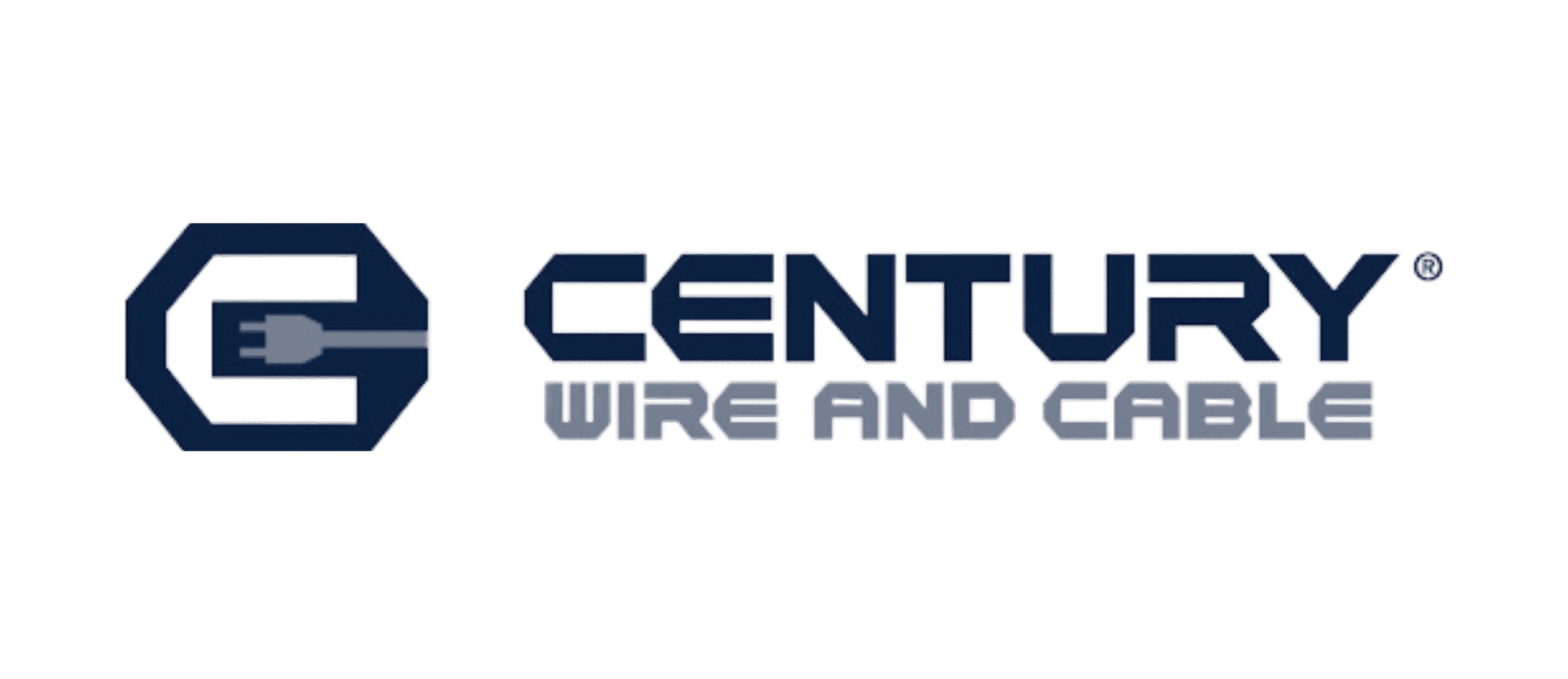 High-quality Century Wire and Cable logo with a hexagonal emblem featuring an electrical plug, emphasizing electrical wiring, cable manufacturing, and innovative electrical solutions.