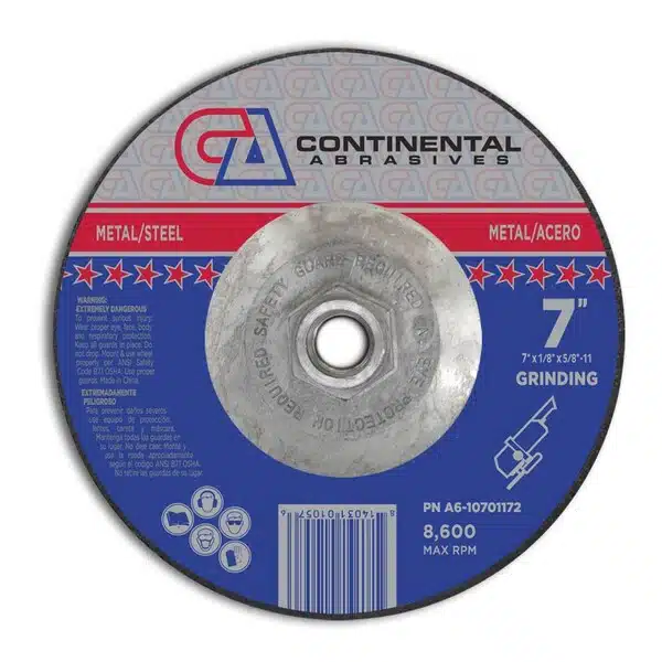 7-inch metal grinding disc for metal and steel for industrial grinding applications.